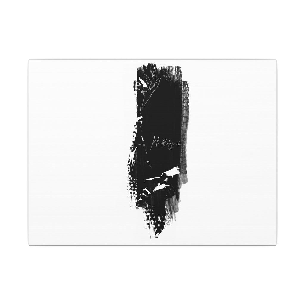 "Hallelujah" Abstract Black Brushstroke Canvas Print — Minimalist Stretched Wall Art