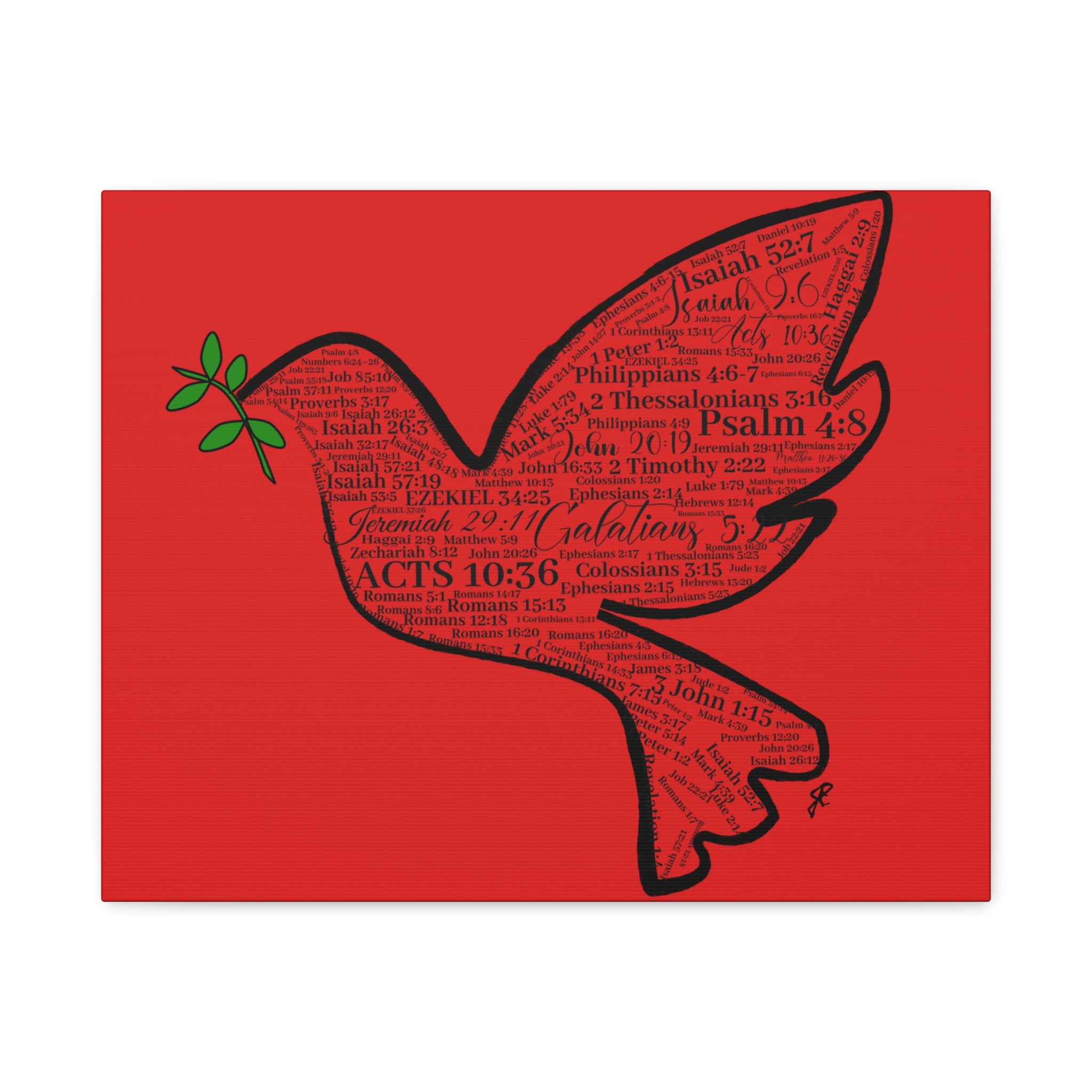 Red "Peace" Scripture Wall Art Canvas – Christian Faith Bible Verse Decor
