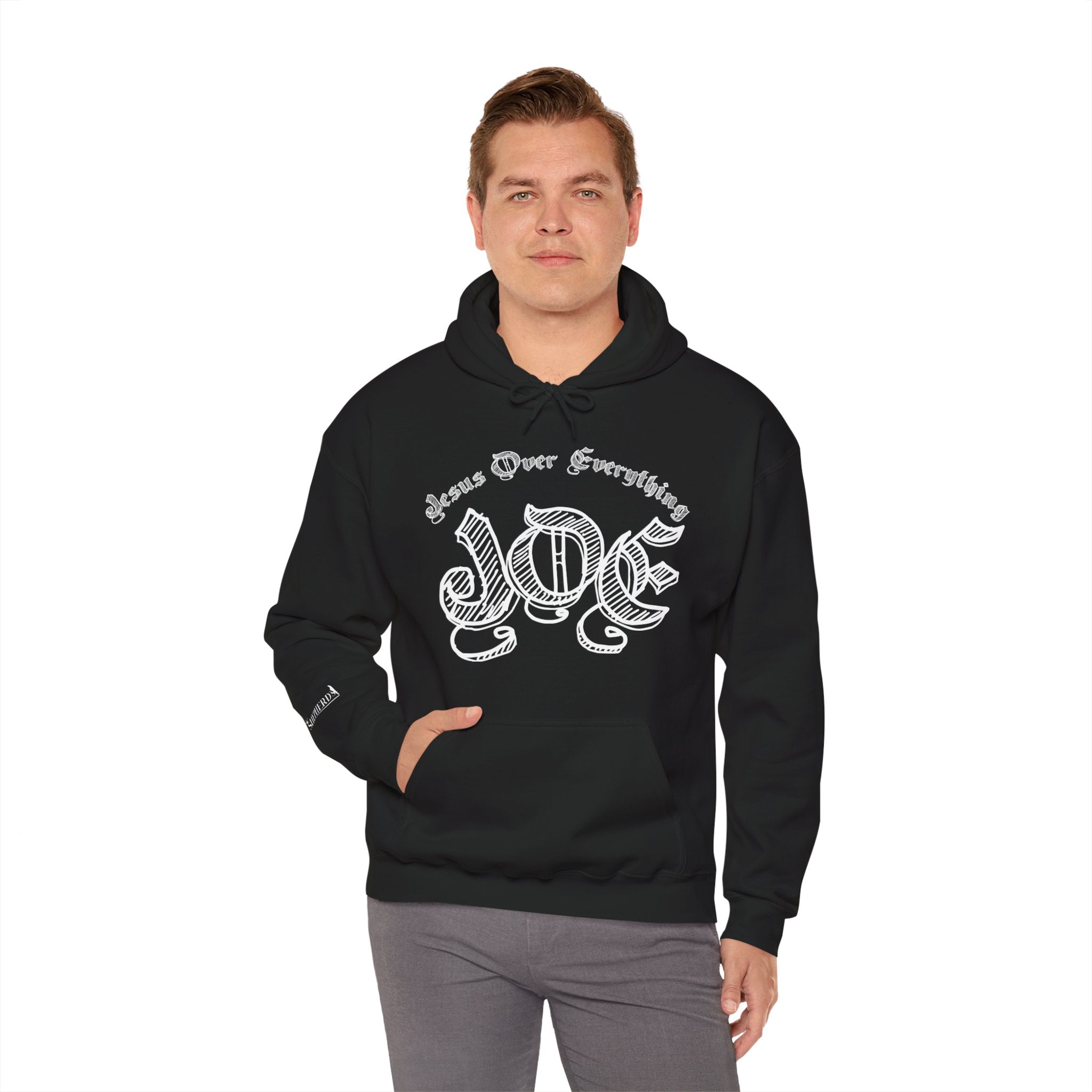 Hoodie — 'Love' Gothic Script Pullover (Love Over Everything)
