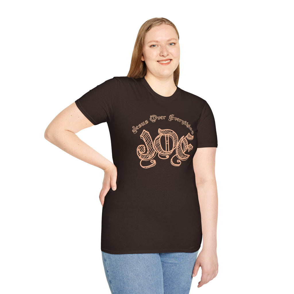 J.O.E "Jesus Over Everything" T-Shirt — Faith-Based Vintage Script Tee