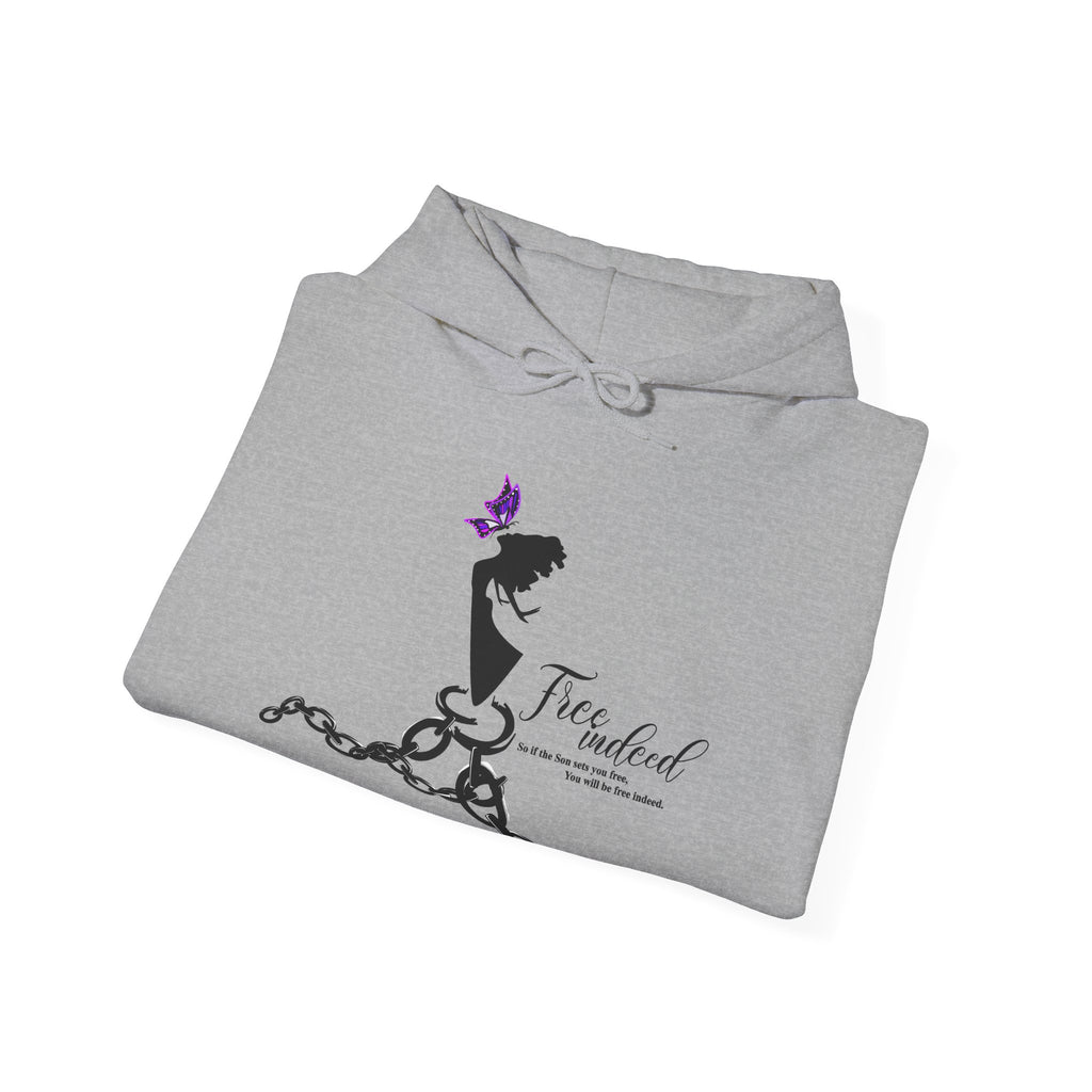 Freedom Chains Hoodie — 'Free Indeed' Silhouette with Purple Butterfly