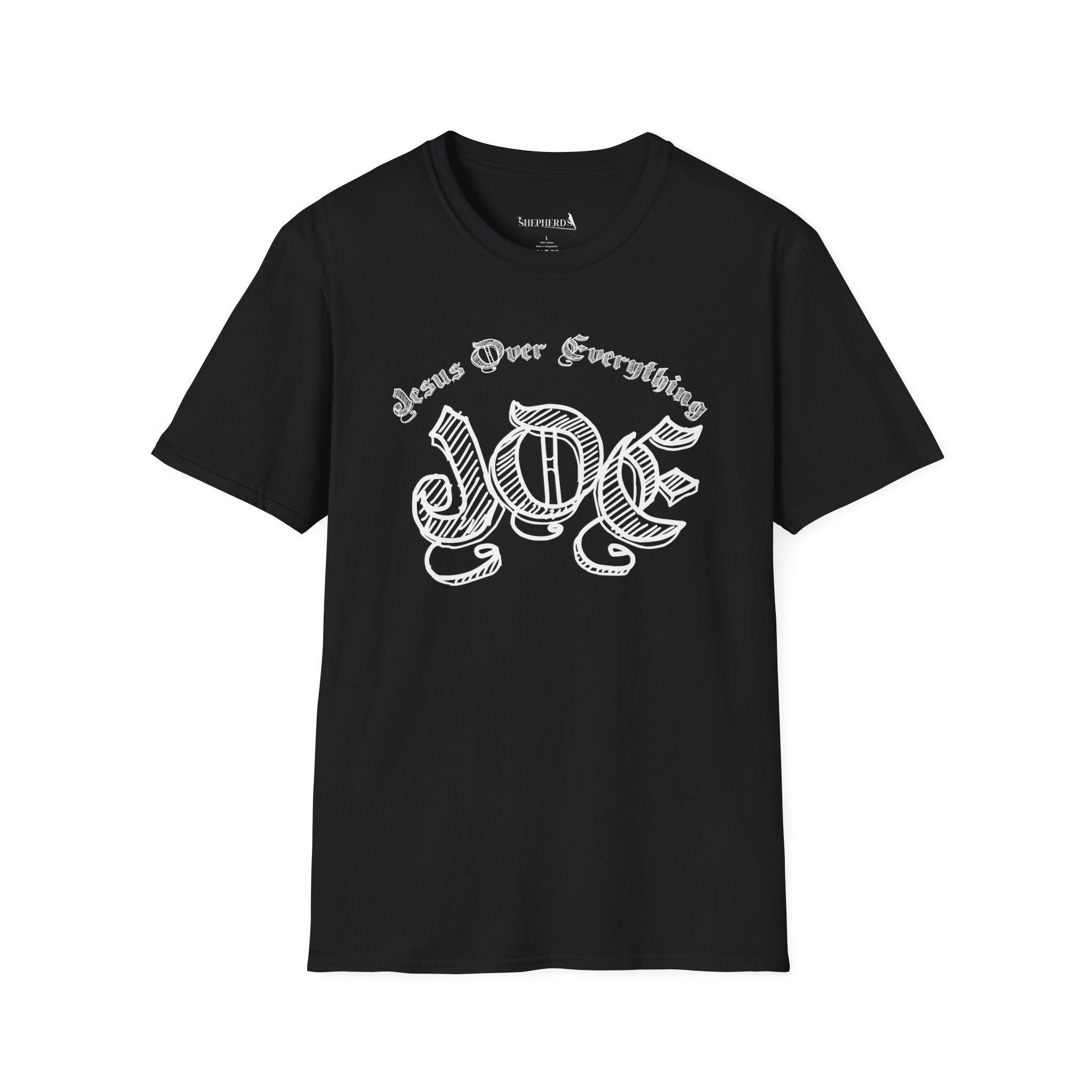 J.O.E "Jesus Over Everything" T-Shirt — Faith-Based Vintage Script Tee