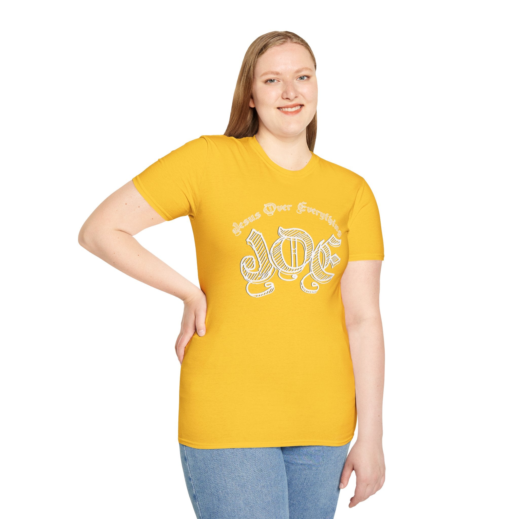 J.O.E "Jesus Over Everything" T-Shirt — Faith-Based Vintage Script Tee