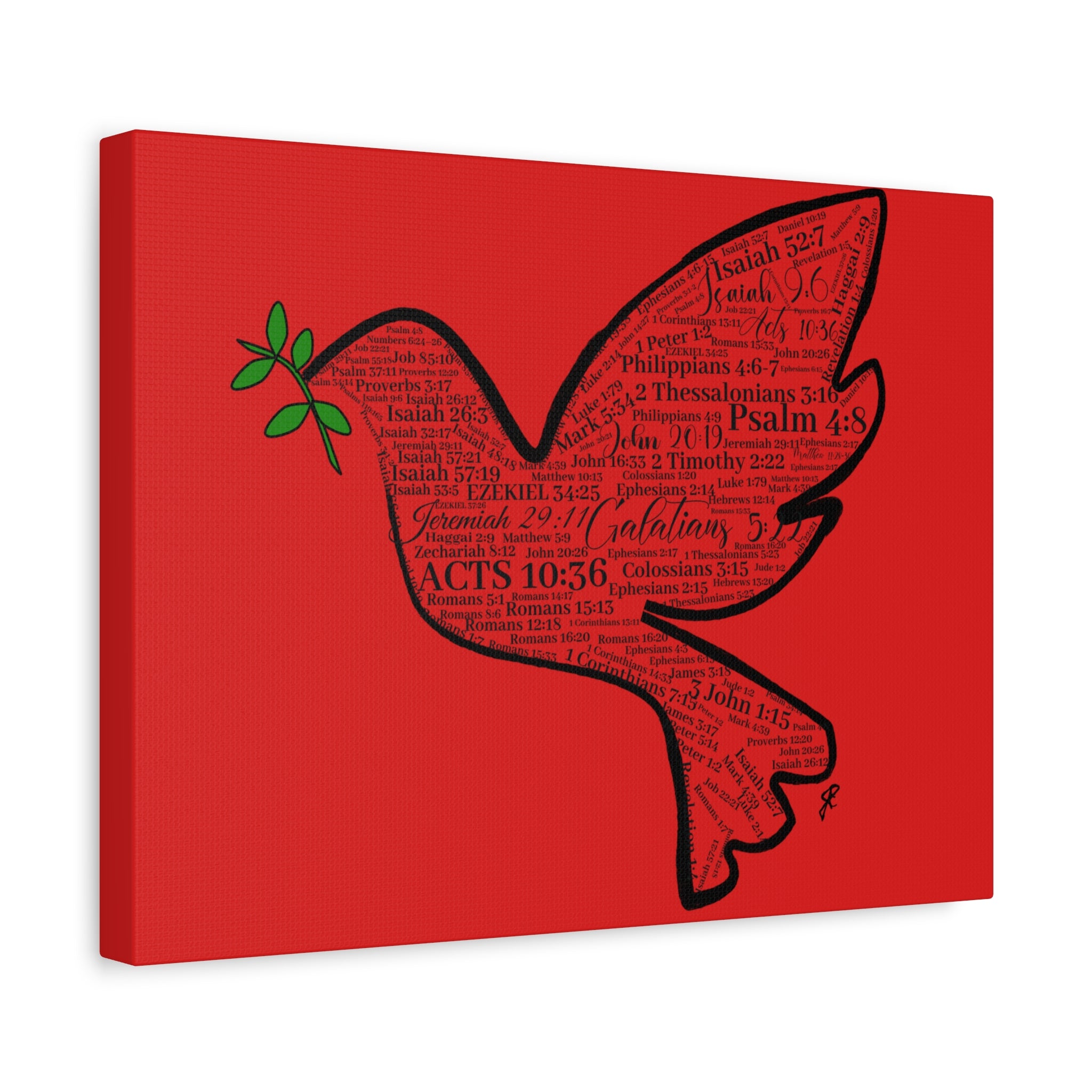 Red "Peace" Scripture Wall Art Canvas – Christian Faith Bible Verse Decor