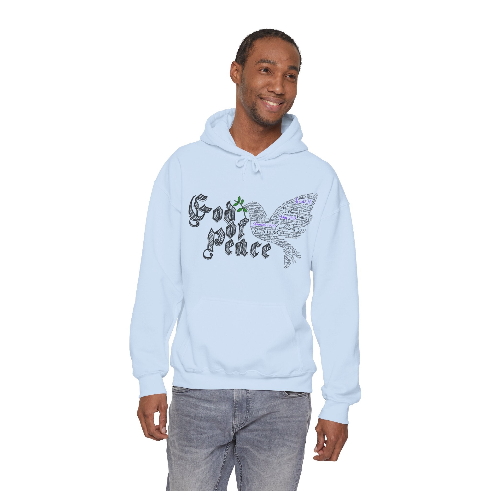 Peace Dove Hoodie — God of Peace Script Graphic Hooded Sweatshirt