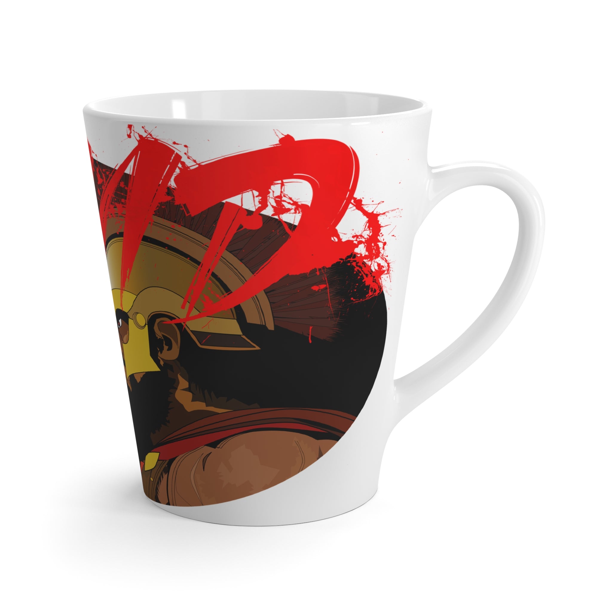 Anime Warrior Latte Mug — Bold Red Splash Character Design