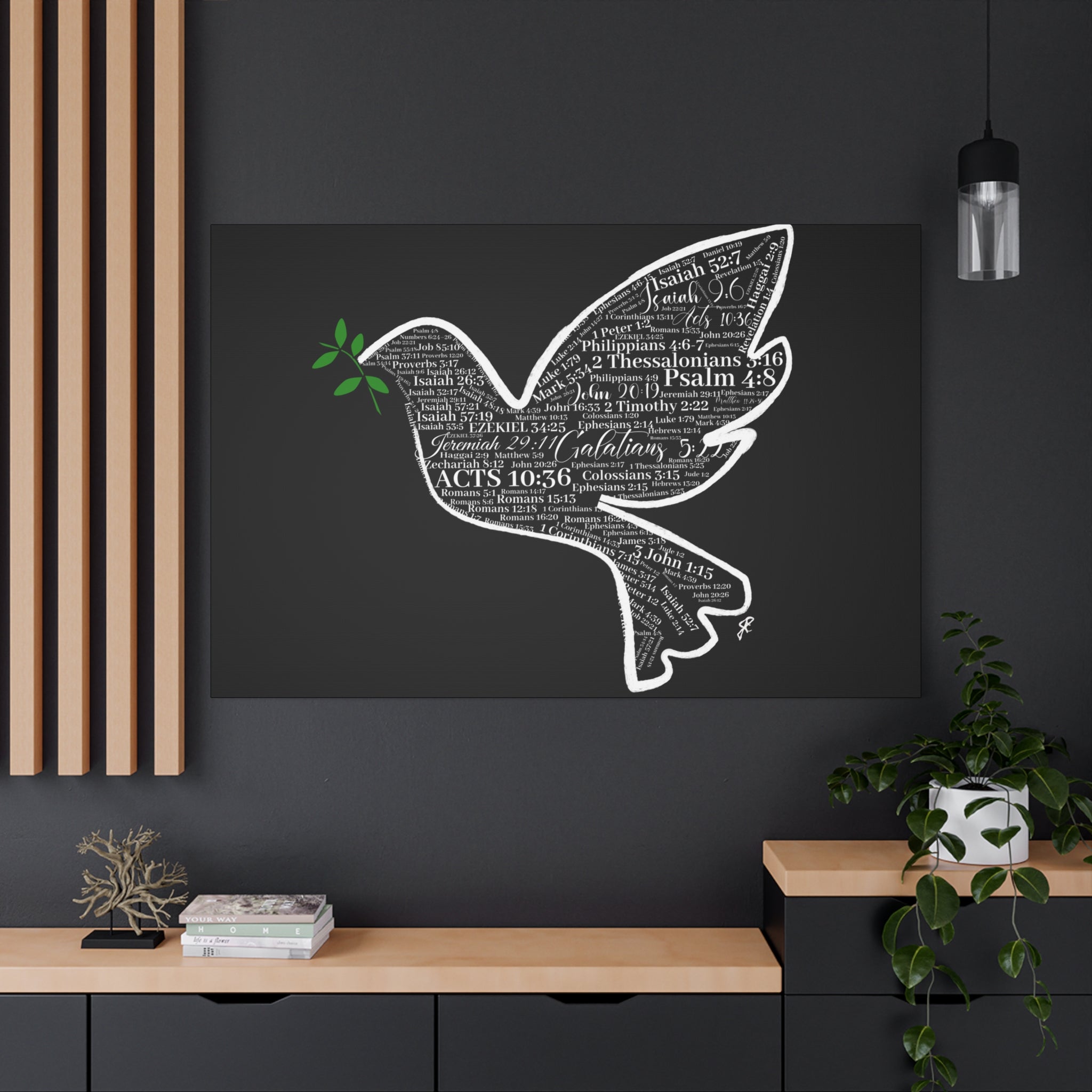 "Peace I Give Unto You" Canvas Wall Art — Scripture Typography  Matte Stretched Canvas