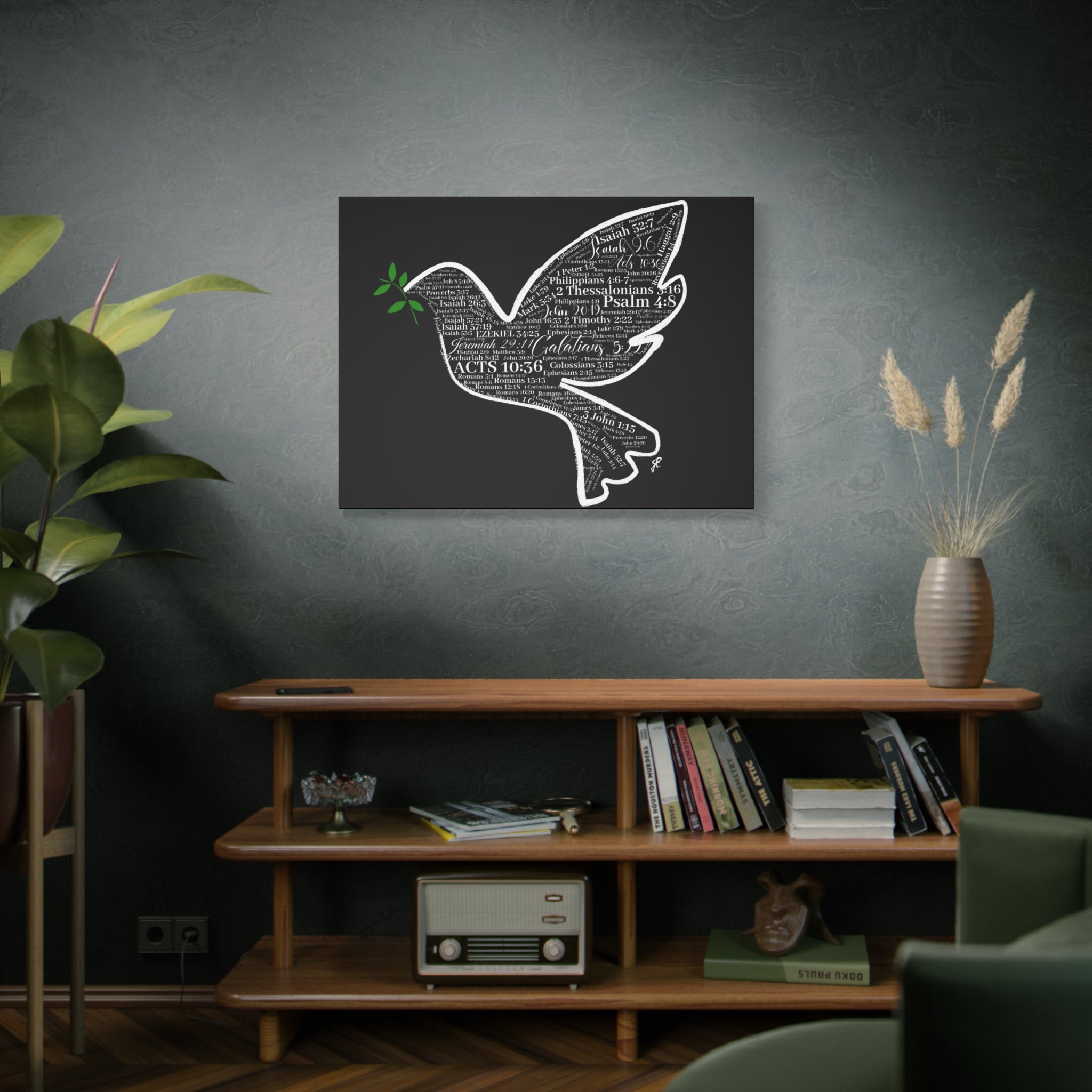 "Peace I Give Unto You" Canvas Wall Art — Scripture Typography  Matte Stretched Canvas