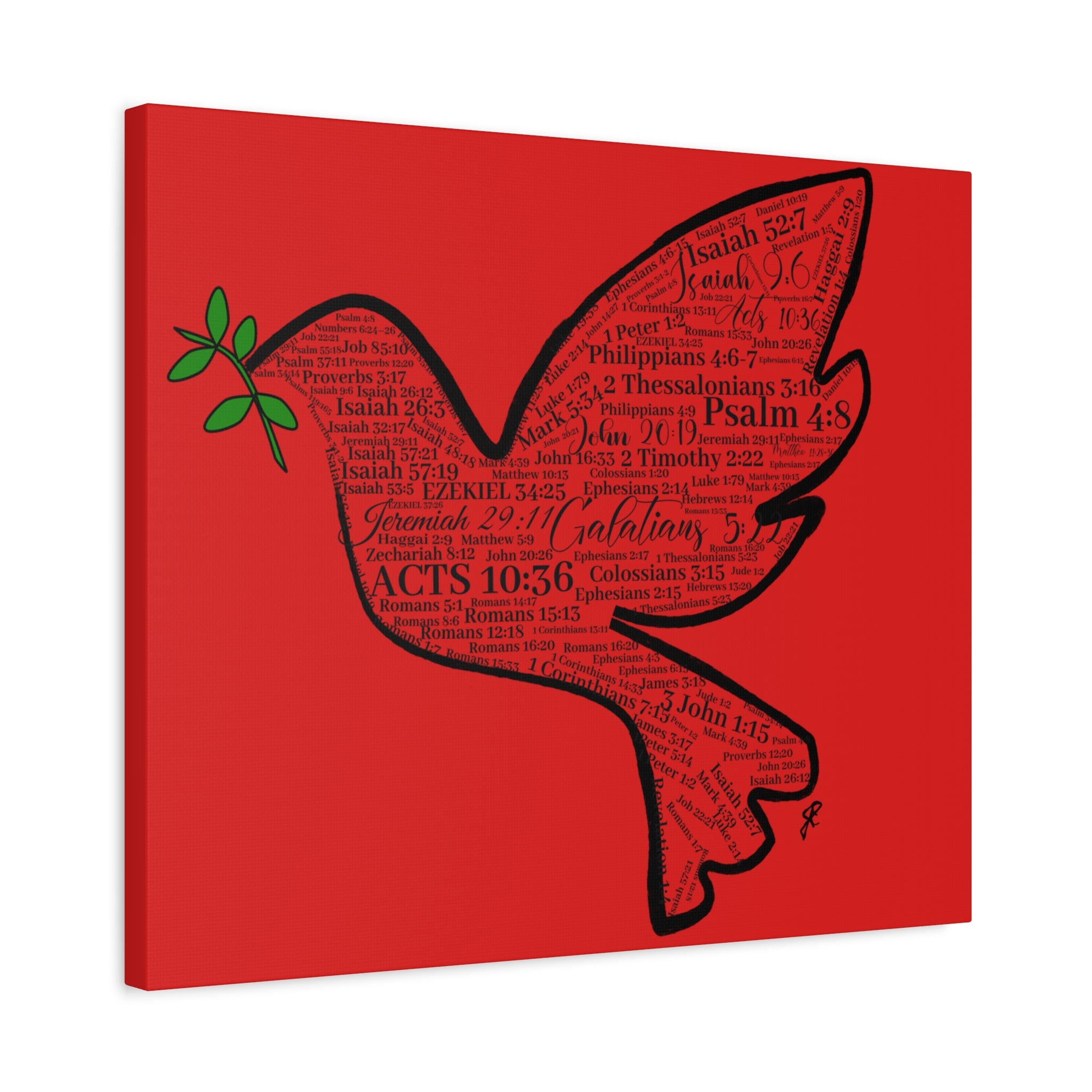 Red "Peace" Scripture Wall Art Canvas – Christian Faith Bible Verse Decor