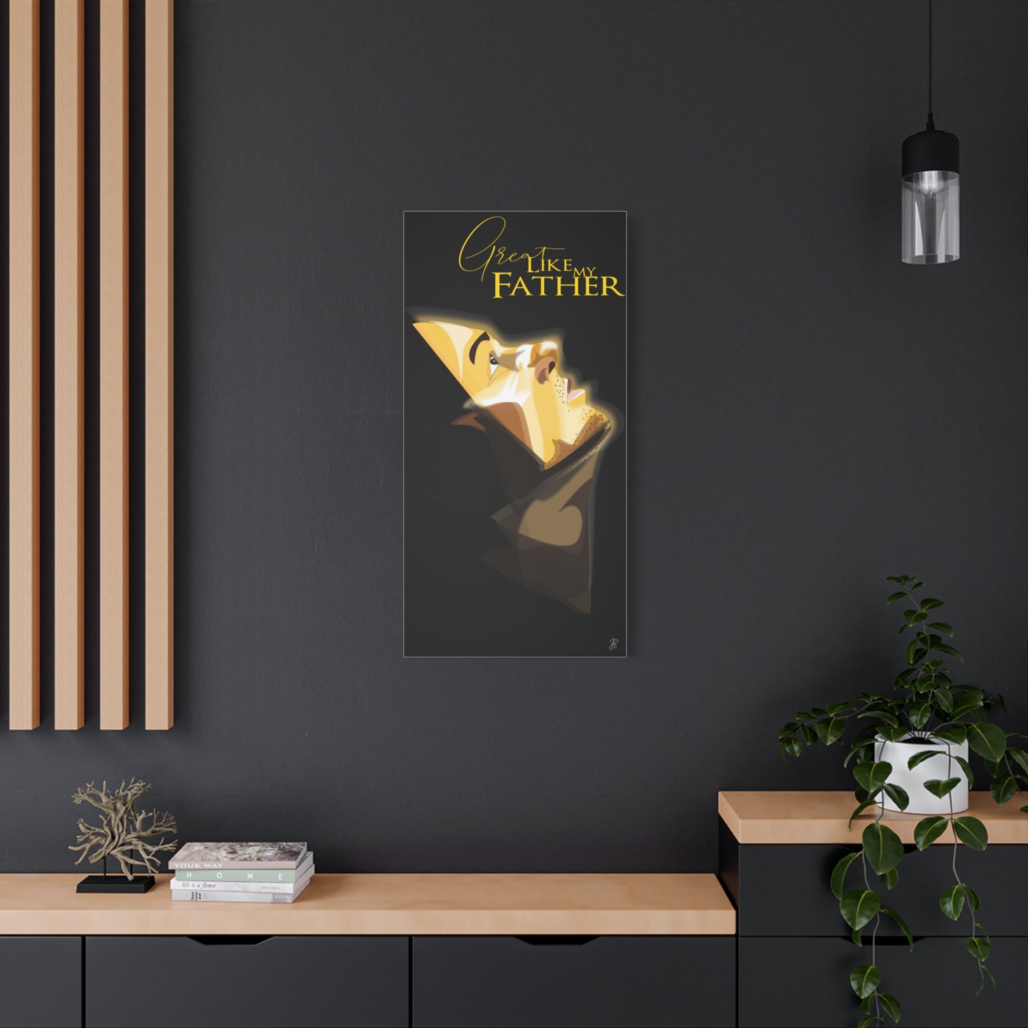 Canvas Wall Art — “Great Like My Father” Stylized Portrait (Matte Stretched)
