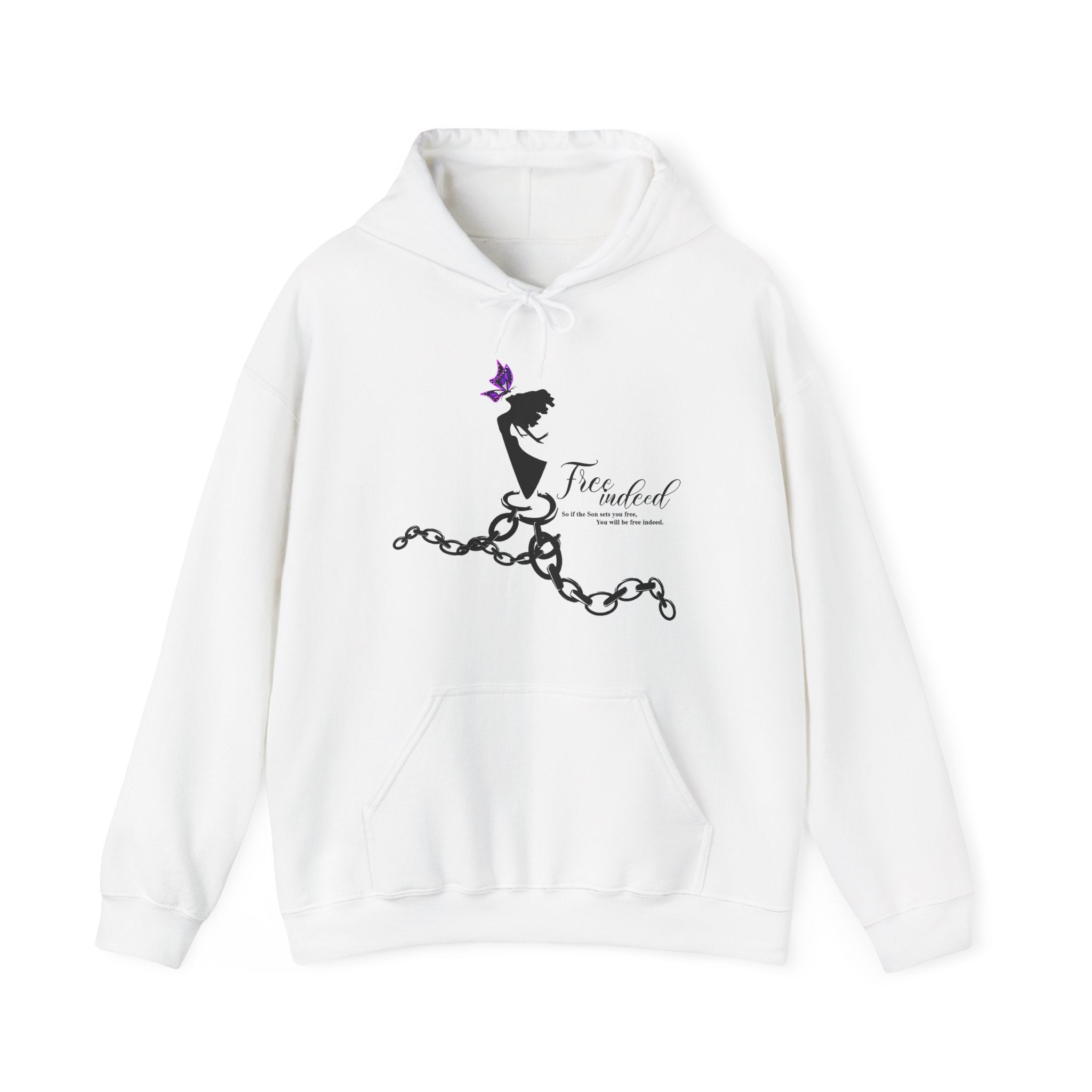 Freedom Chains Hoodie — 'Free Indeed' Silhouette with Purple Butterfly