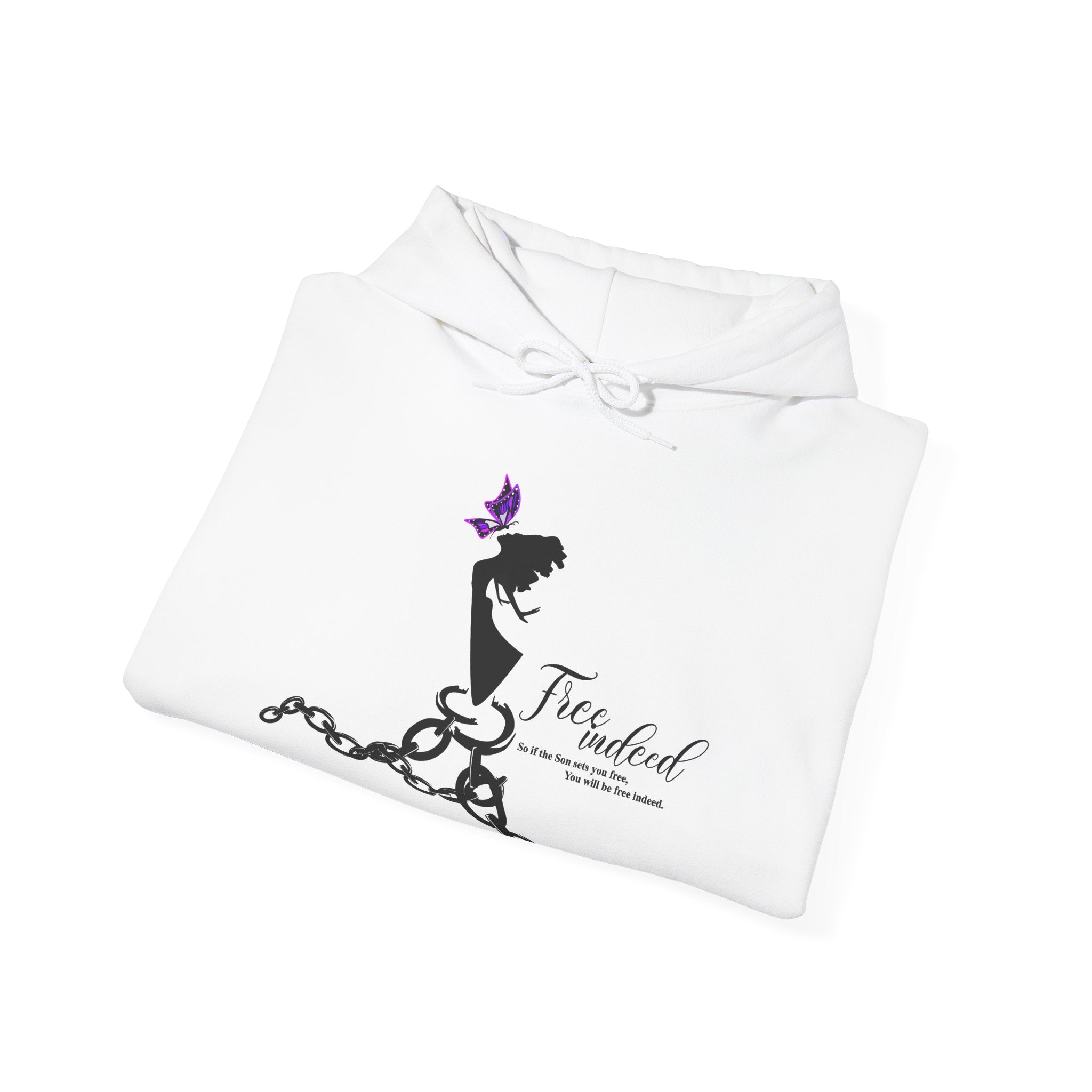 Freedom Chains Hoodie — 'Free Indeed' Silhouette with Purple Butterfly