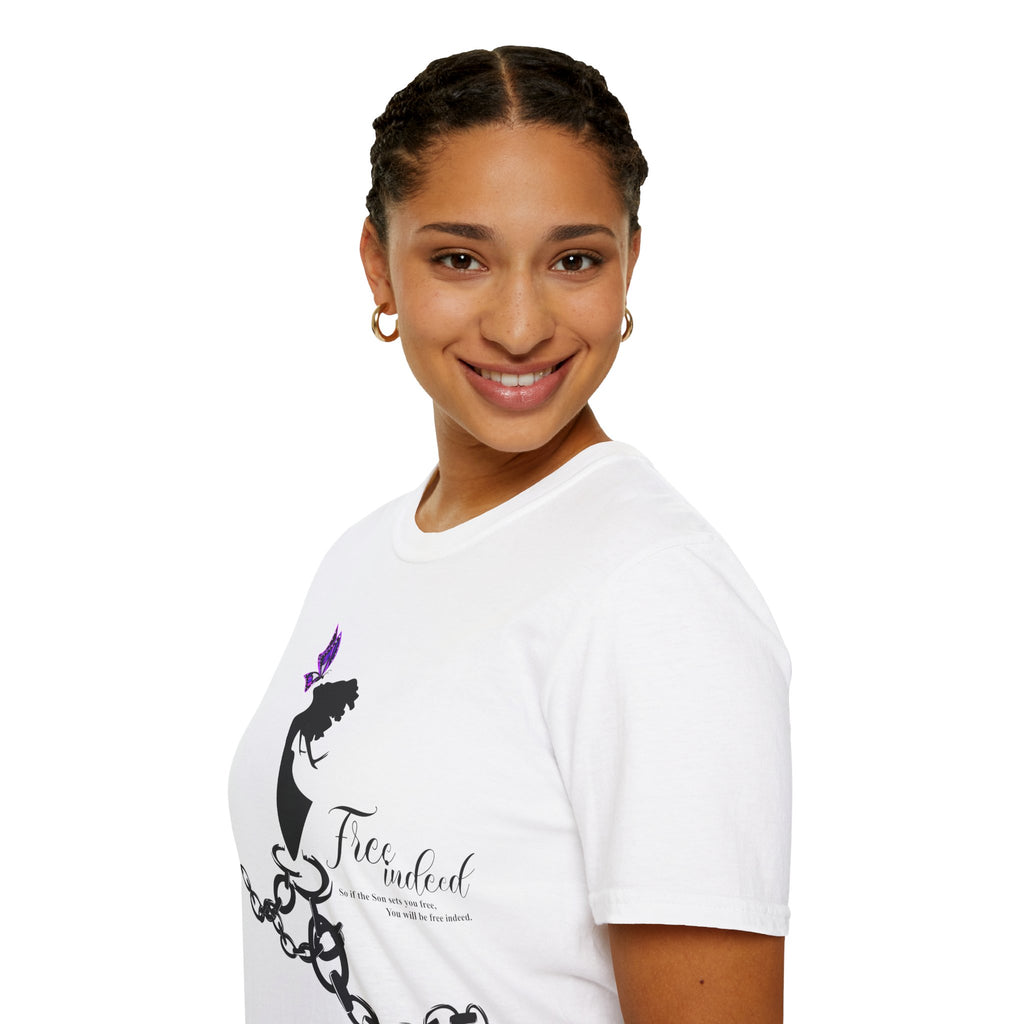 Free Indeed Tee — Inspirational Butterfly & Broken Chains T-Shirt