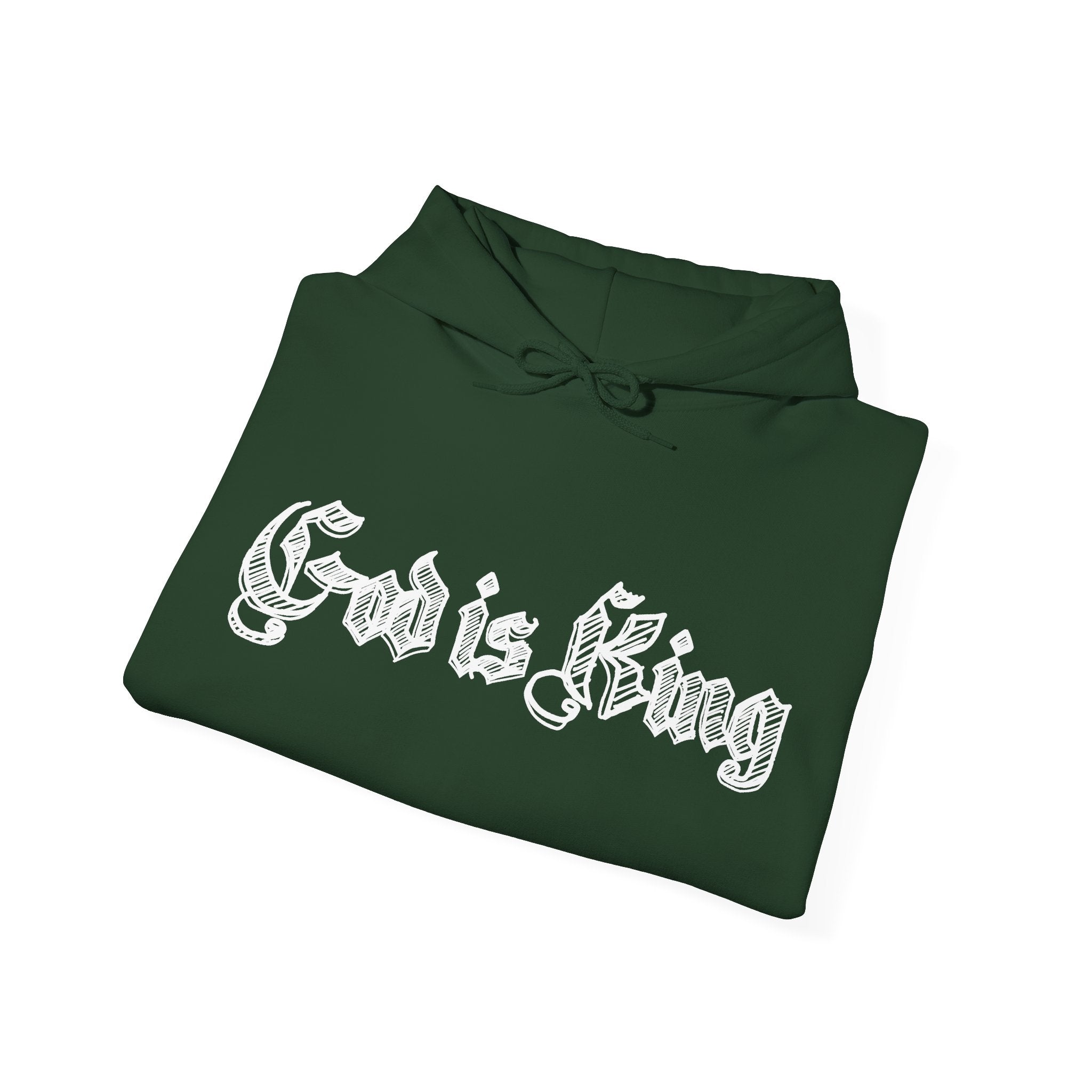 God Is King Hoodie - Gothic Script Religious Pullover
