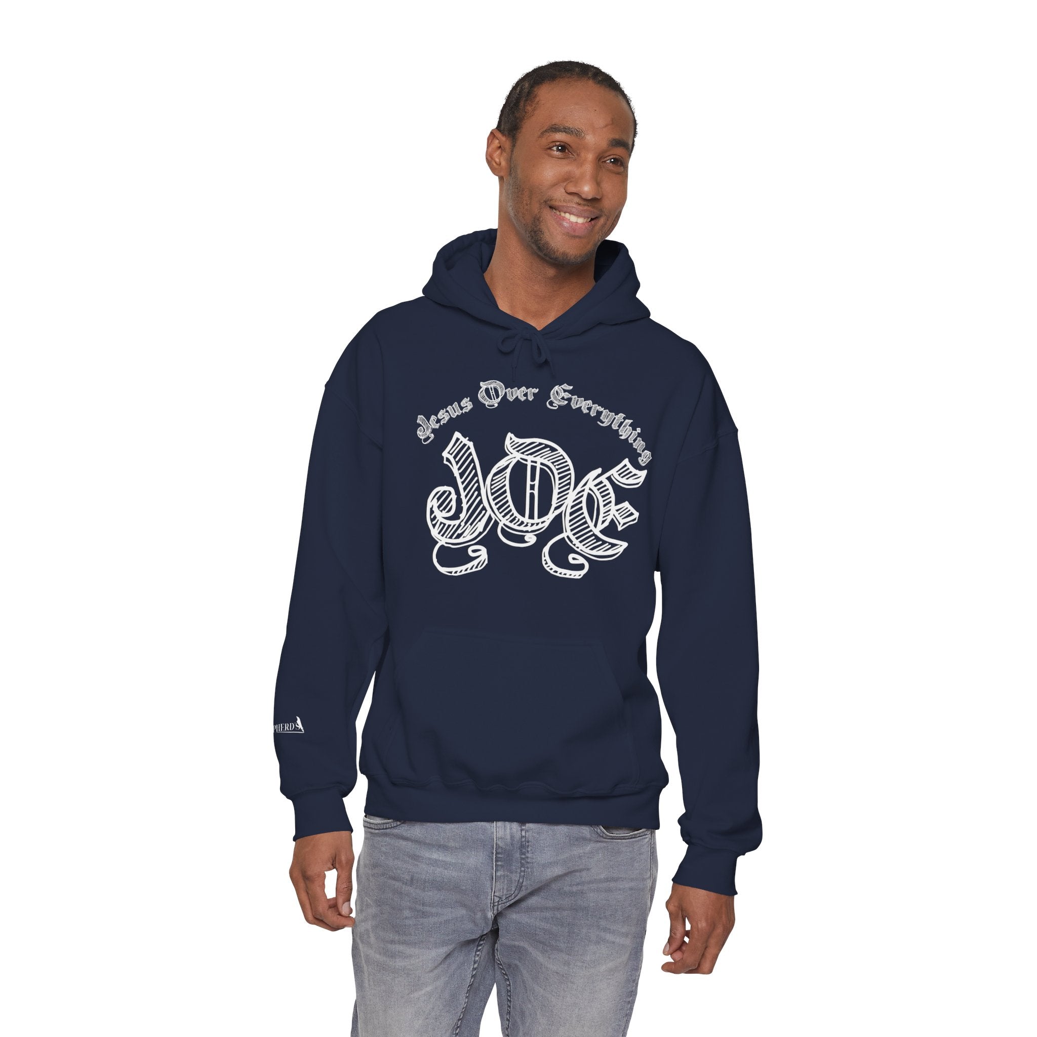 Hoodie — 'Love' Gothic Script Pullover (Love Over Everything)