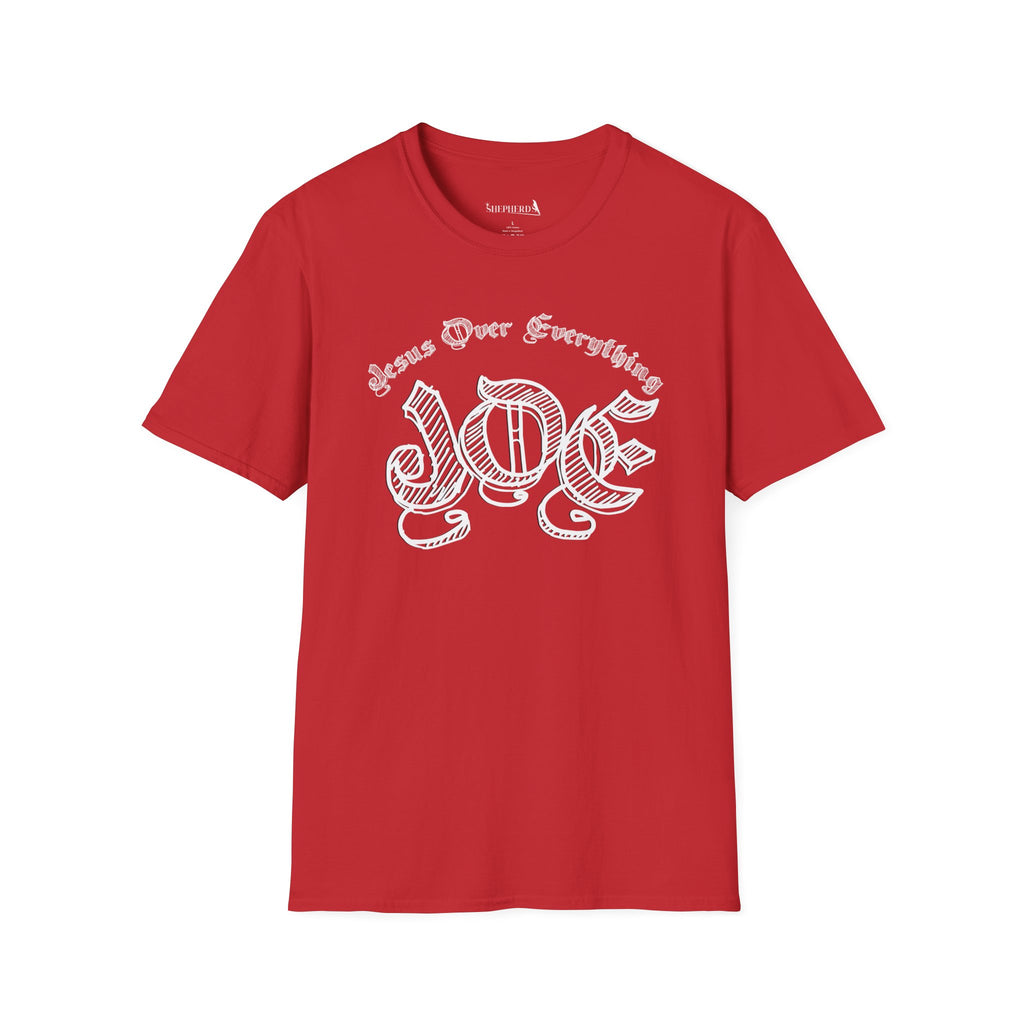 J.O.E "Jesus Over Everything" T-Shirt — Faith-Based Vintage Script Tee