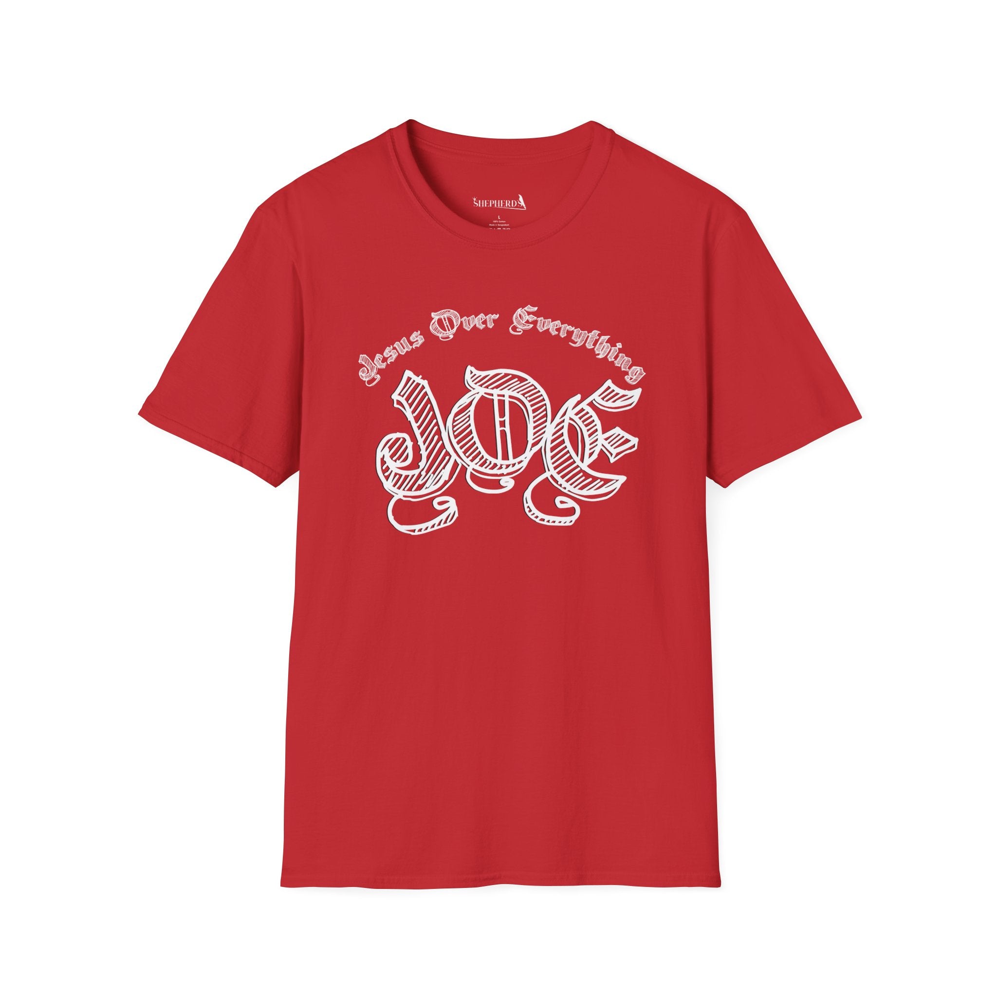 J.O.E "Jesus Over Everything" T-Shirt — Faith-Based Vintage Script Tee