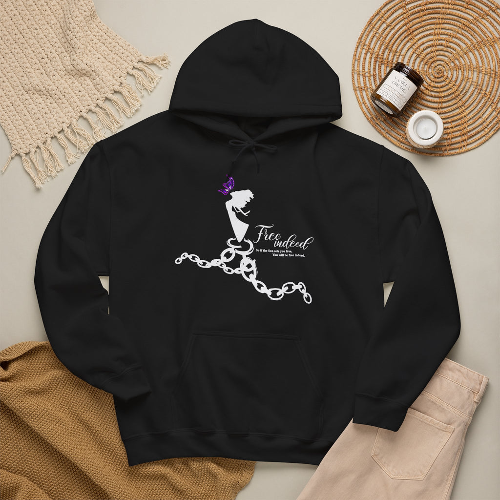 Freedom Chains Hoodie — 'Free Indeed' Silhouette with Purple Butterfly