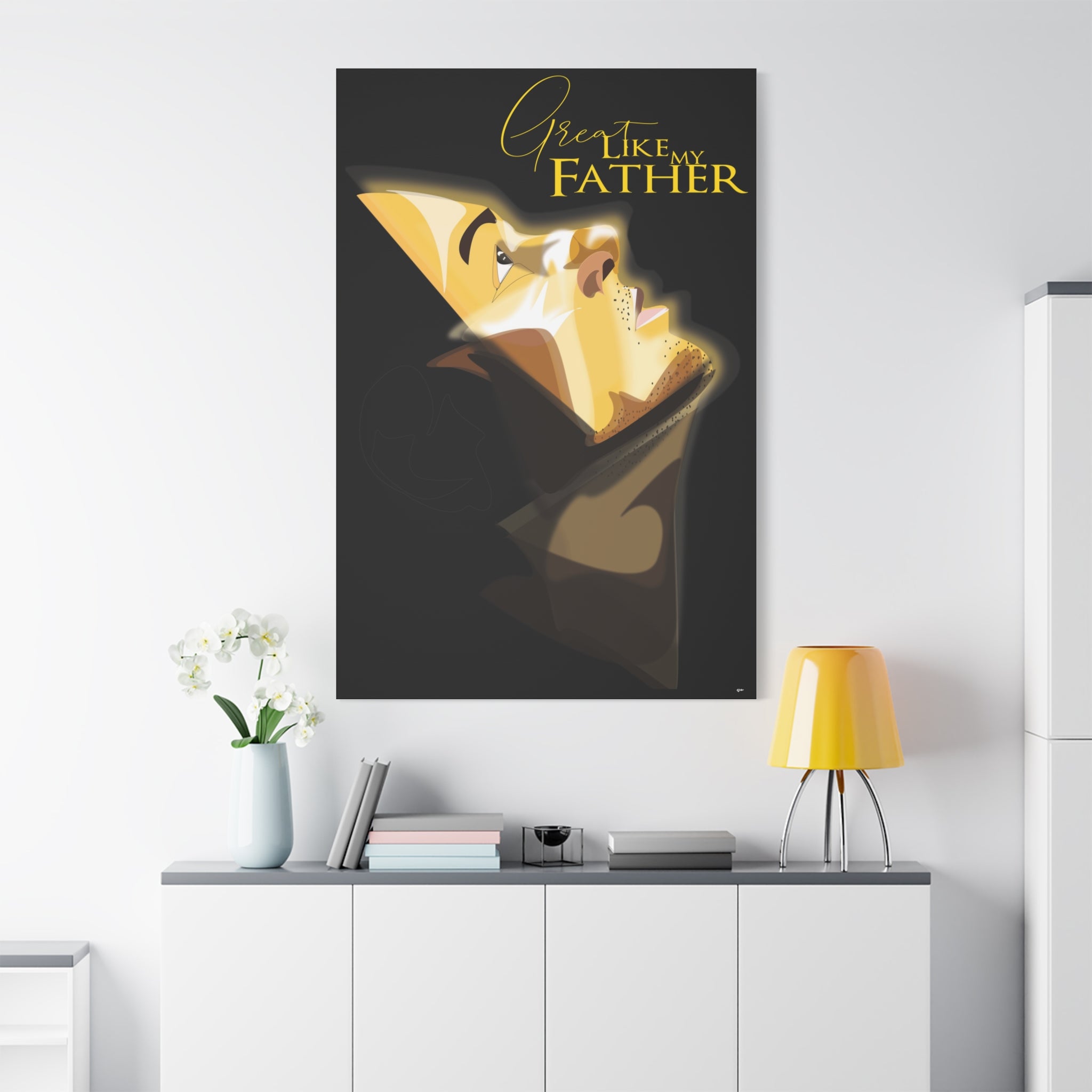 Canvas Wall Art — “Great Like My Father” Stylized Portrait (Matte Stretched)