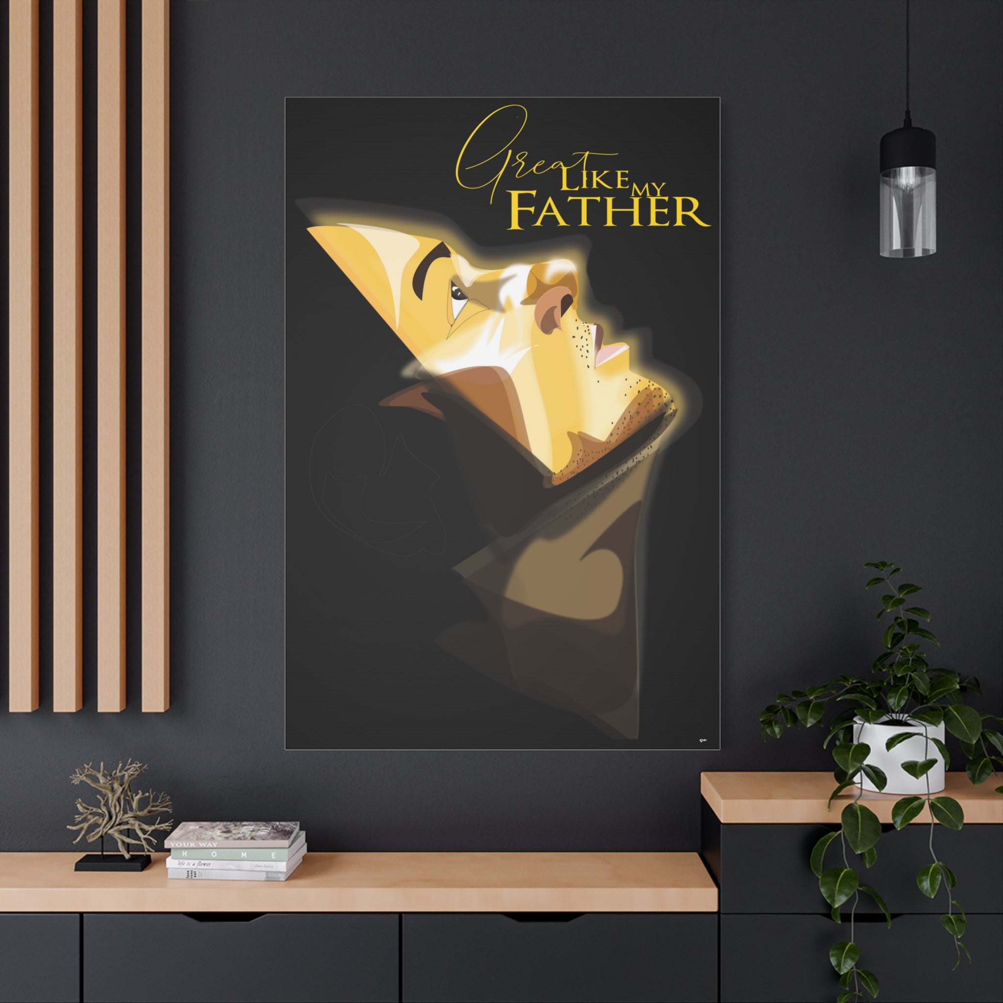 Canvas Wall Art — “Great Like My Father” Stylized Portrait (Matte Stretched)