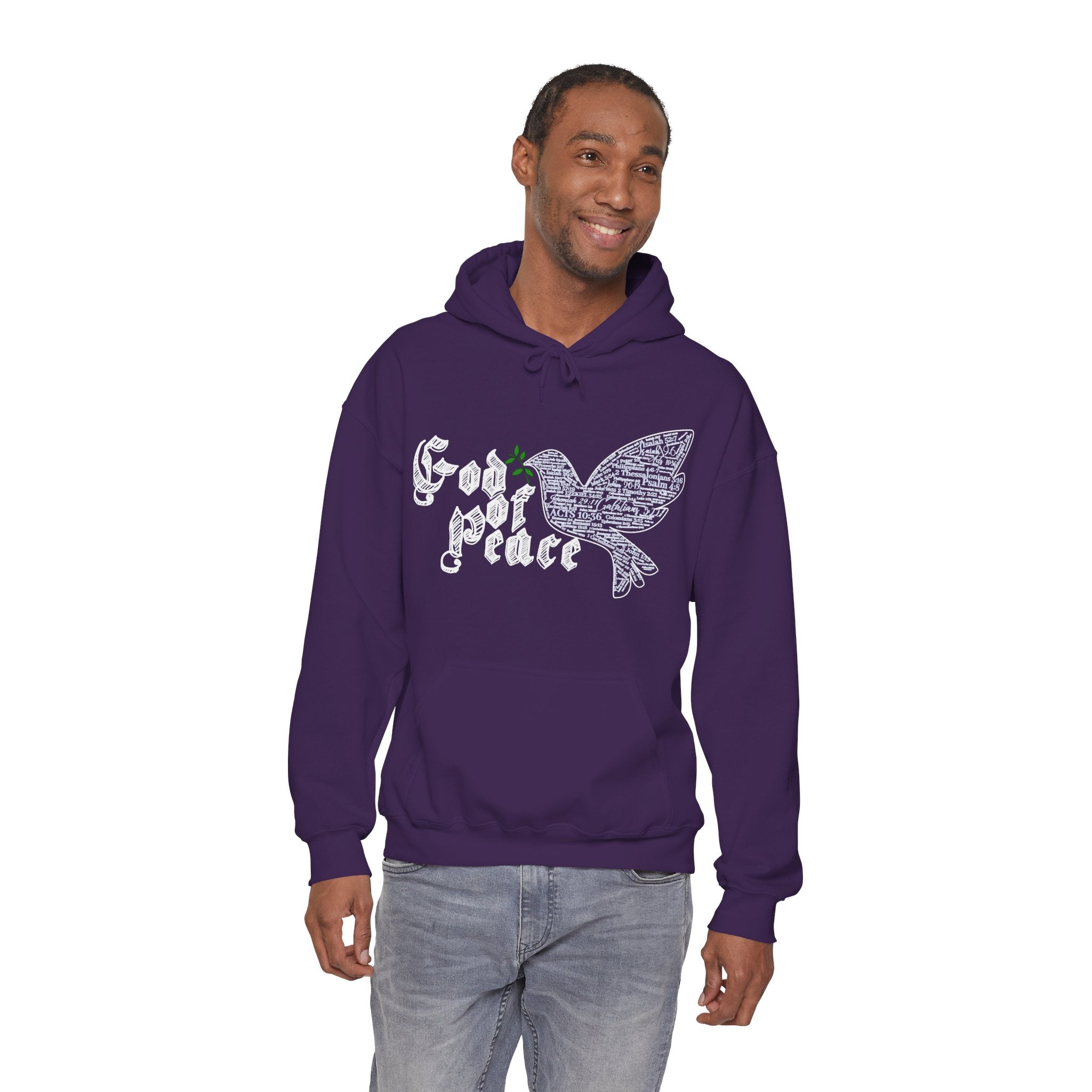 Peace Dove Hoodie — God of Peace Script Graphic Hooded Sweatshirt