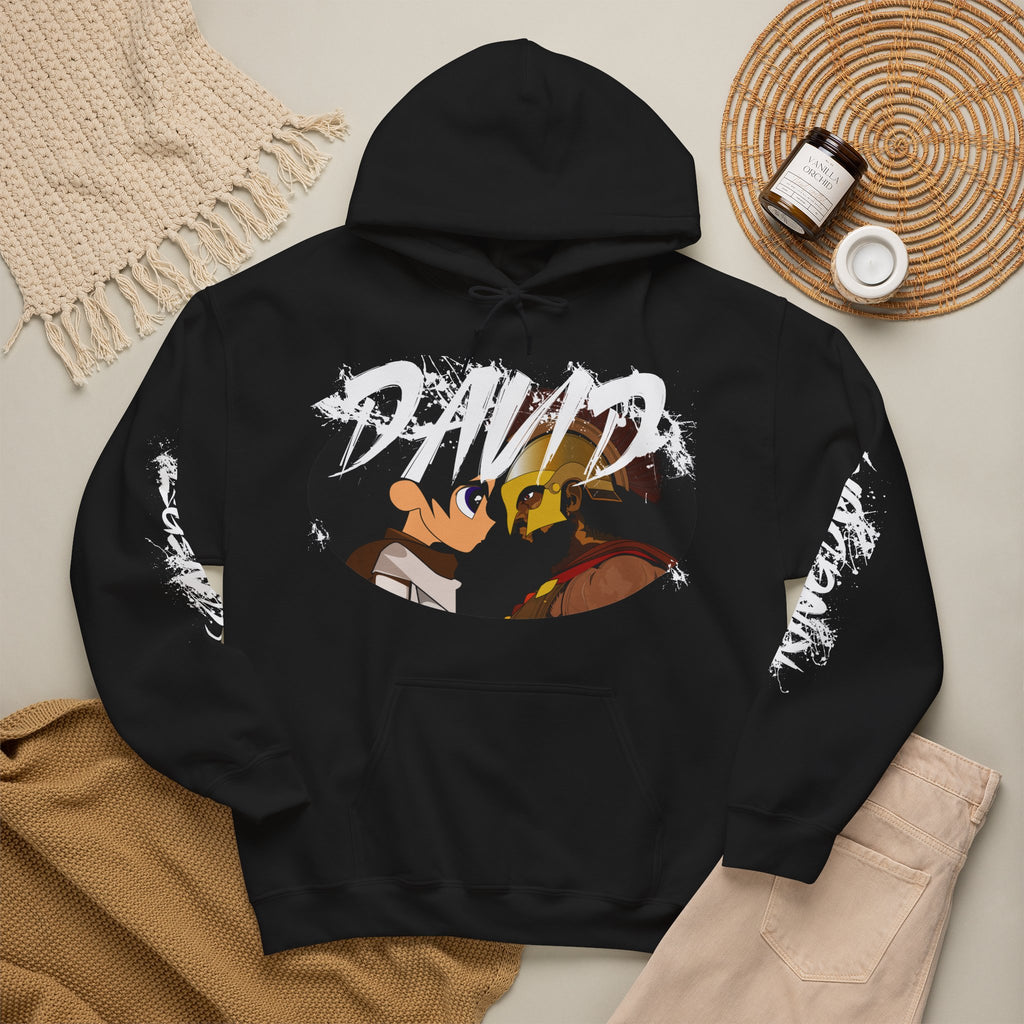 Against Goliath Graphic Hoodie — 'DAVID' Anime-Style Illustration
