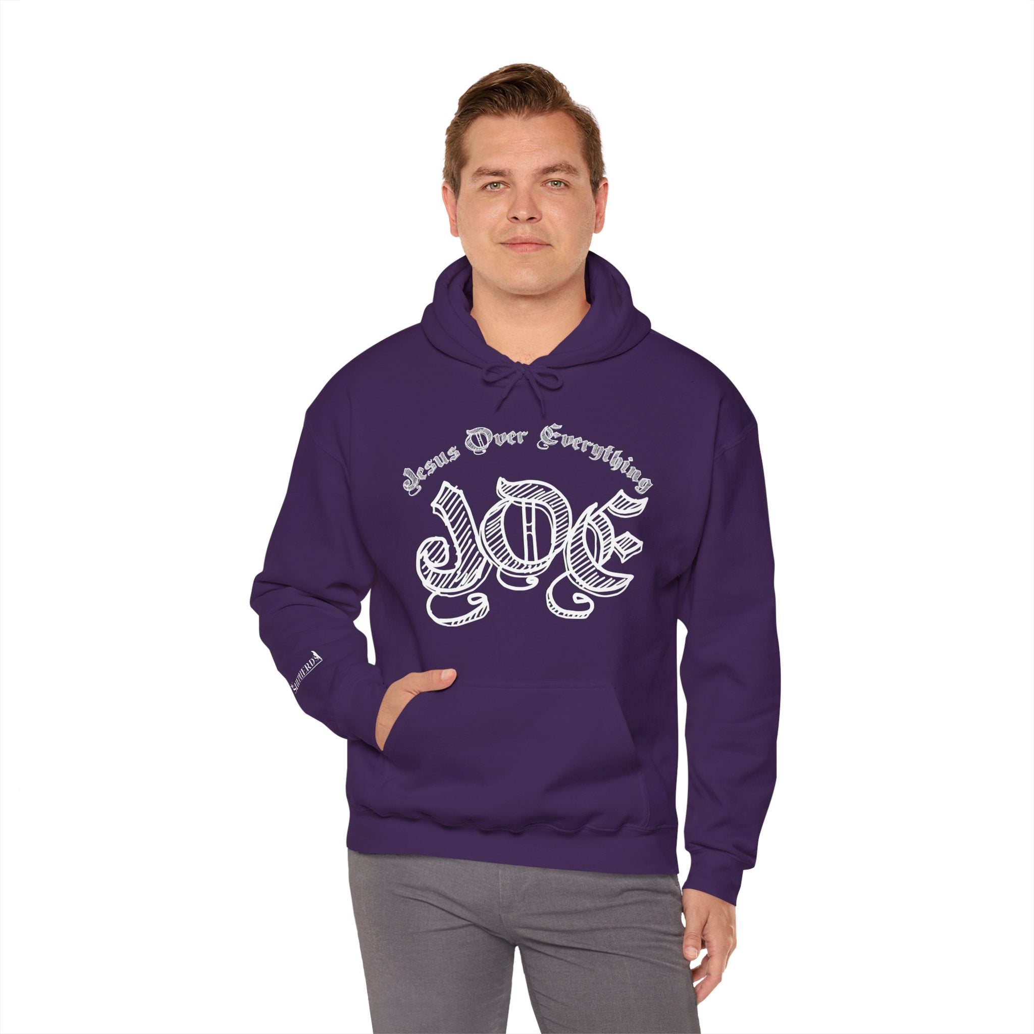 Hoodie — 'Love' Gothic Script Pullover (Love Over Everything)