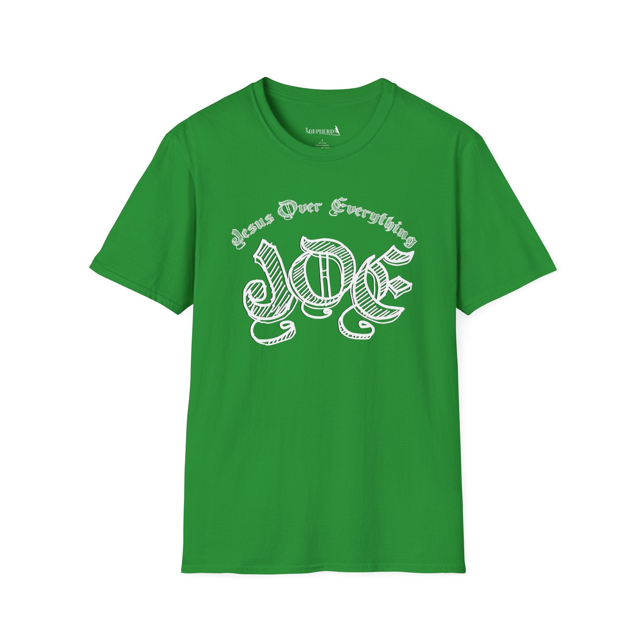 J.O.E "Jesus Over Everything" T-Shirt — Faith-Based Vintage Script Tee