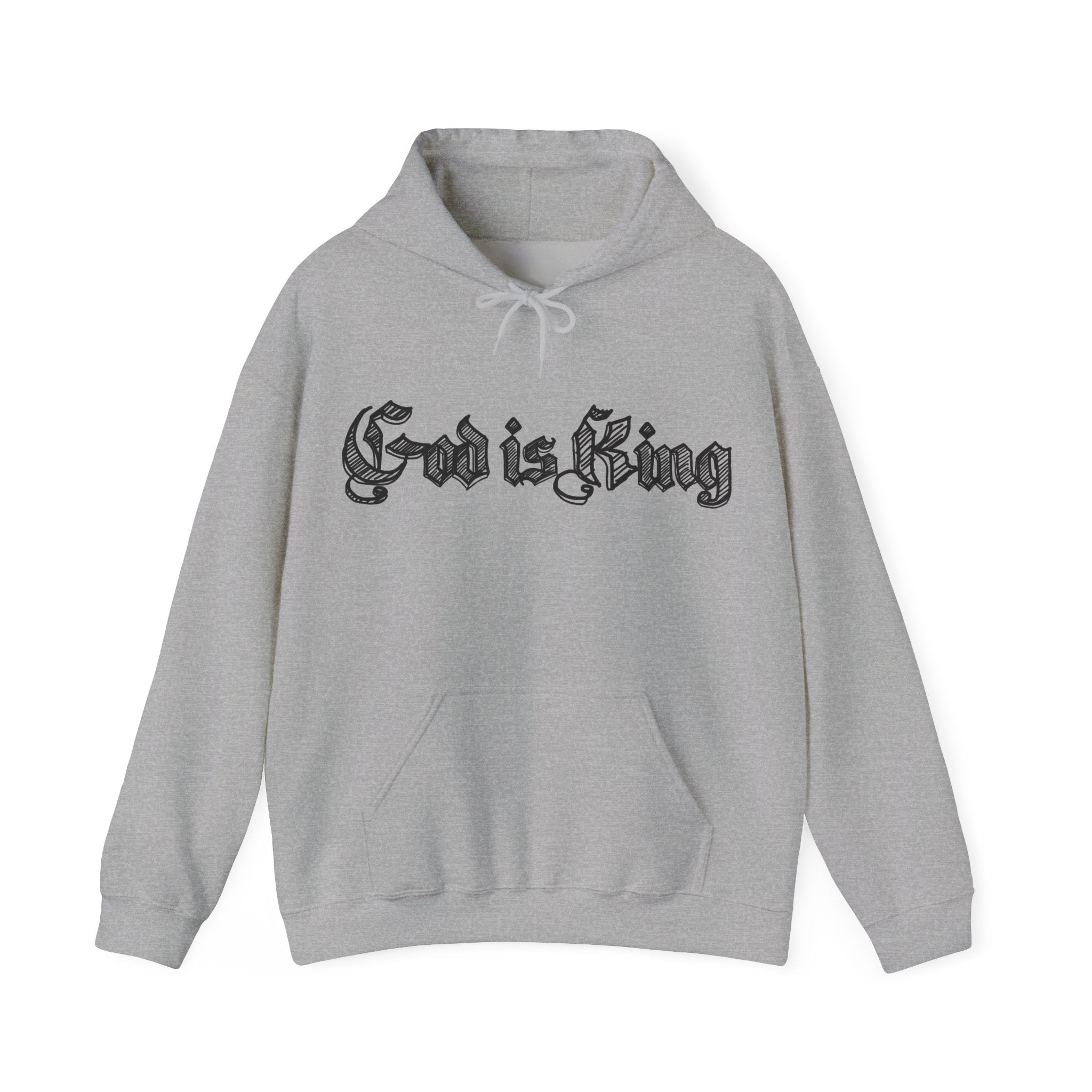 God Is King Hoodie - Gothic Script Religious Pullover