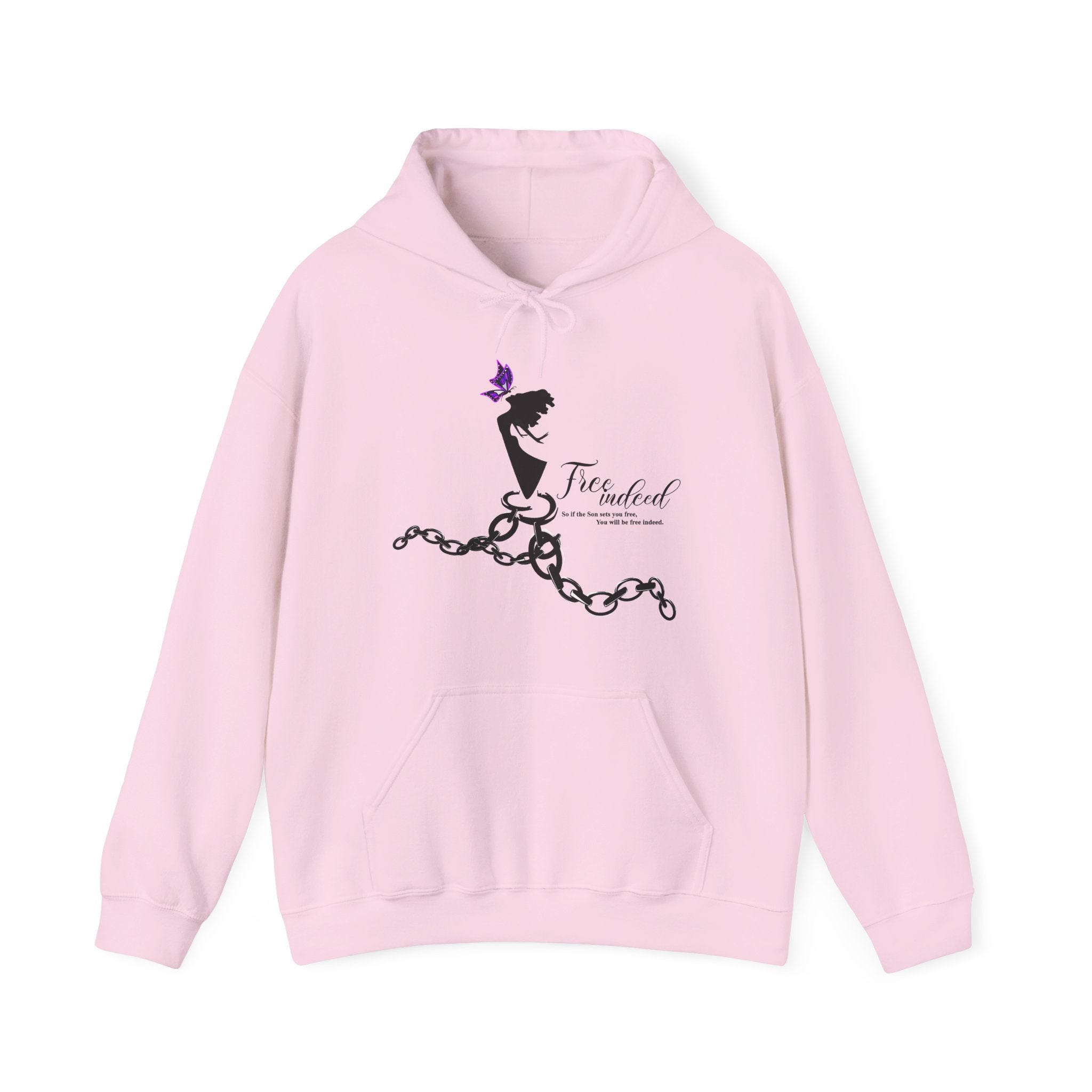 Freedom Chains Hoodie — 'Free Indeed' Silhouette with Purple Butterfly