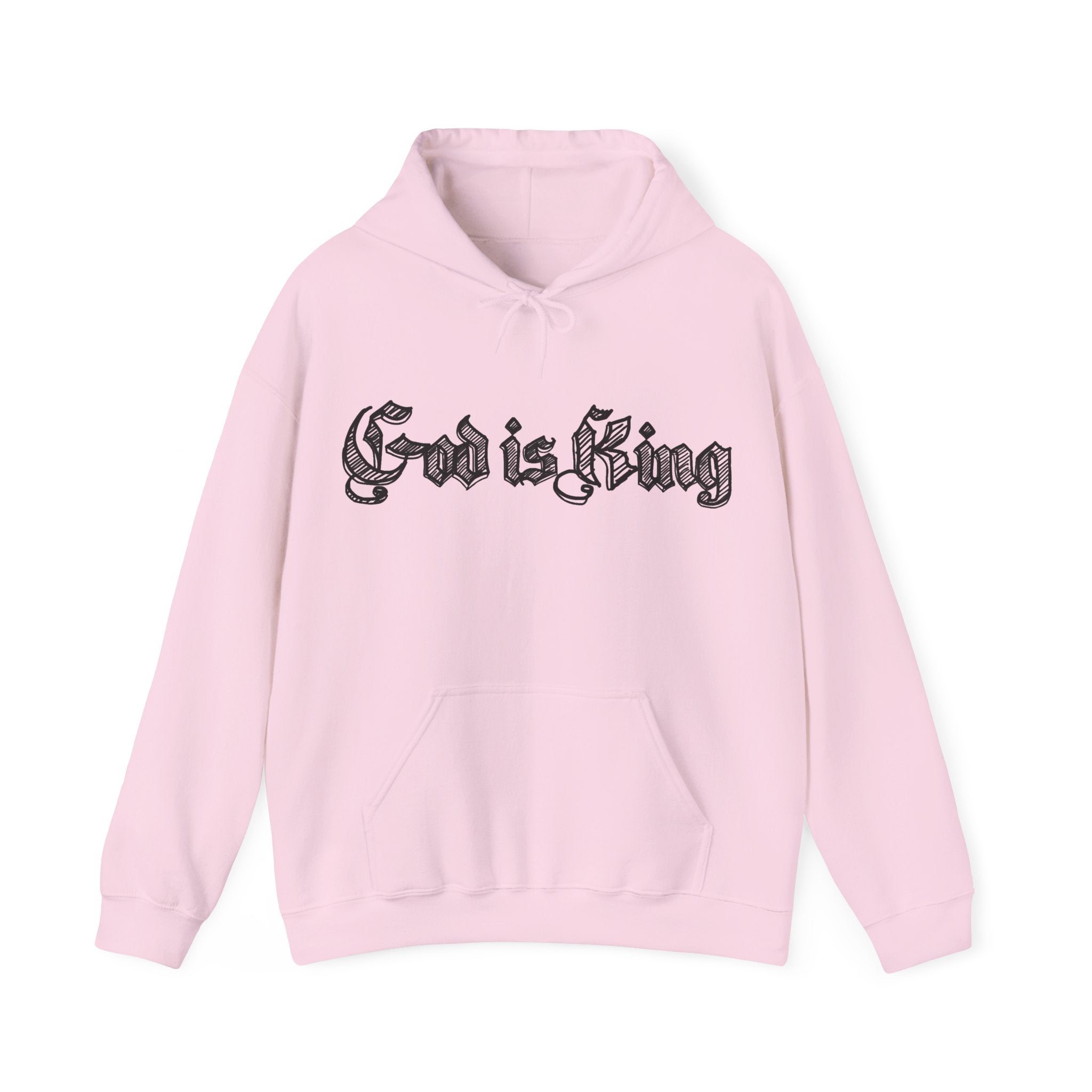 God Is King Hoodie - Gothic Script Religious Pullover