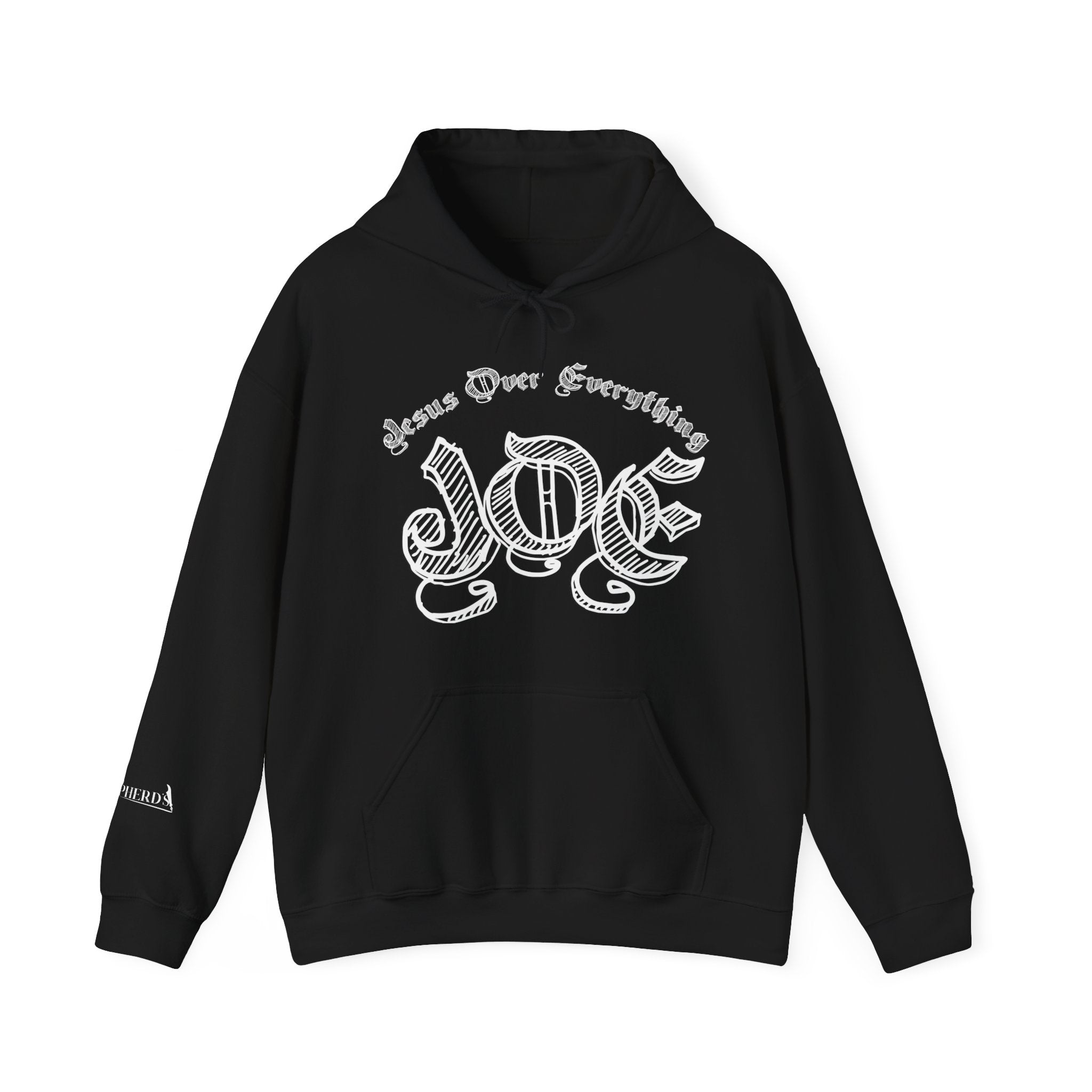Hoodie — 'Love' Gothic Script Pullover (Love Over Everything)