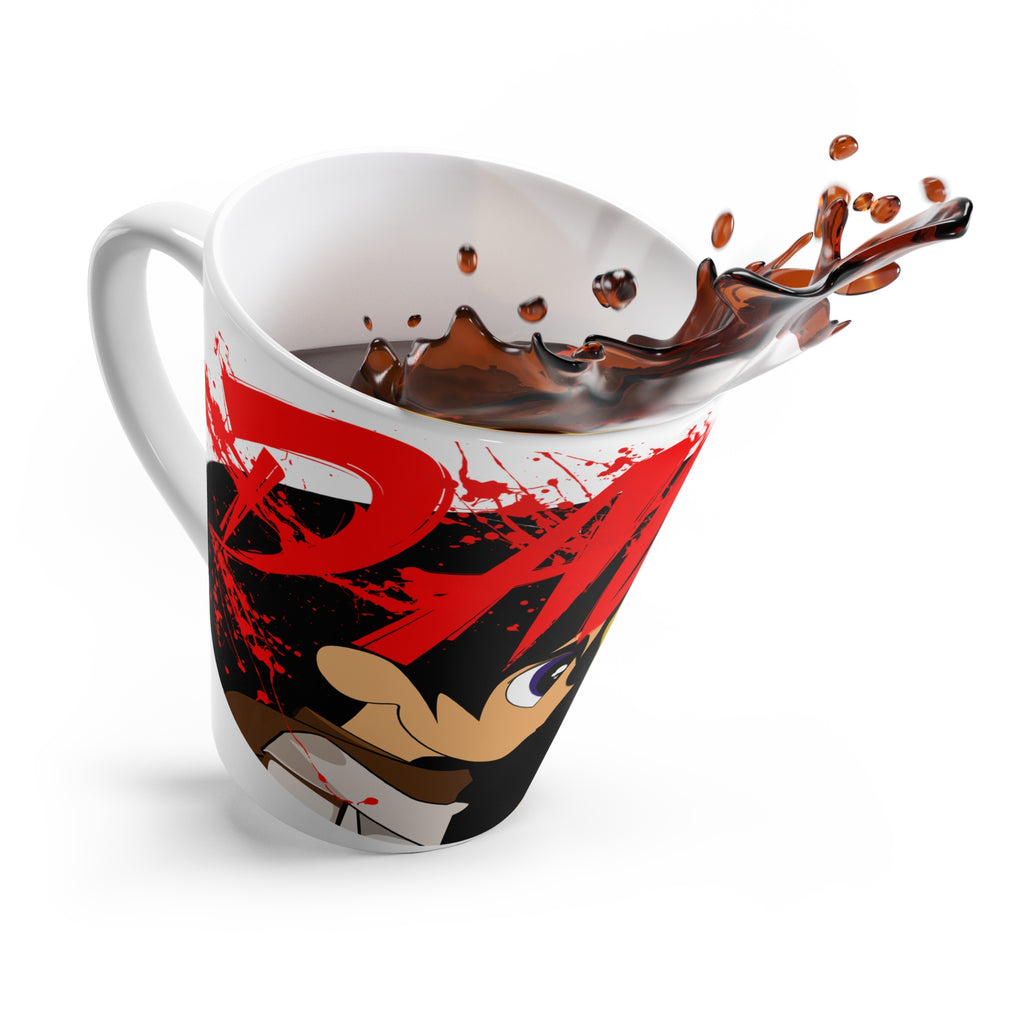 Anime Warrior Latte Mug — Bold Red Splash Character Design