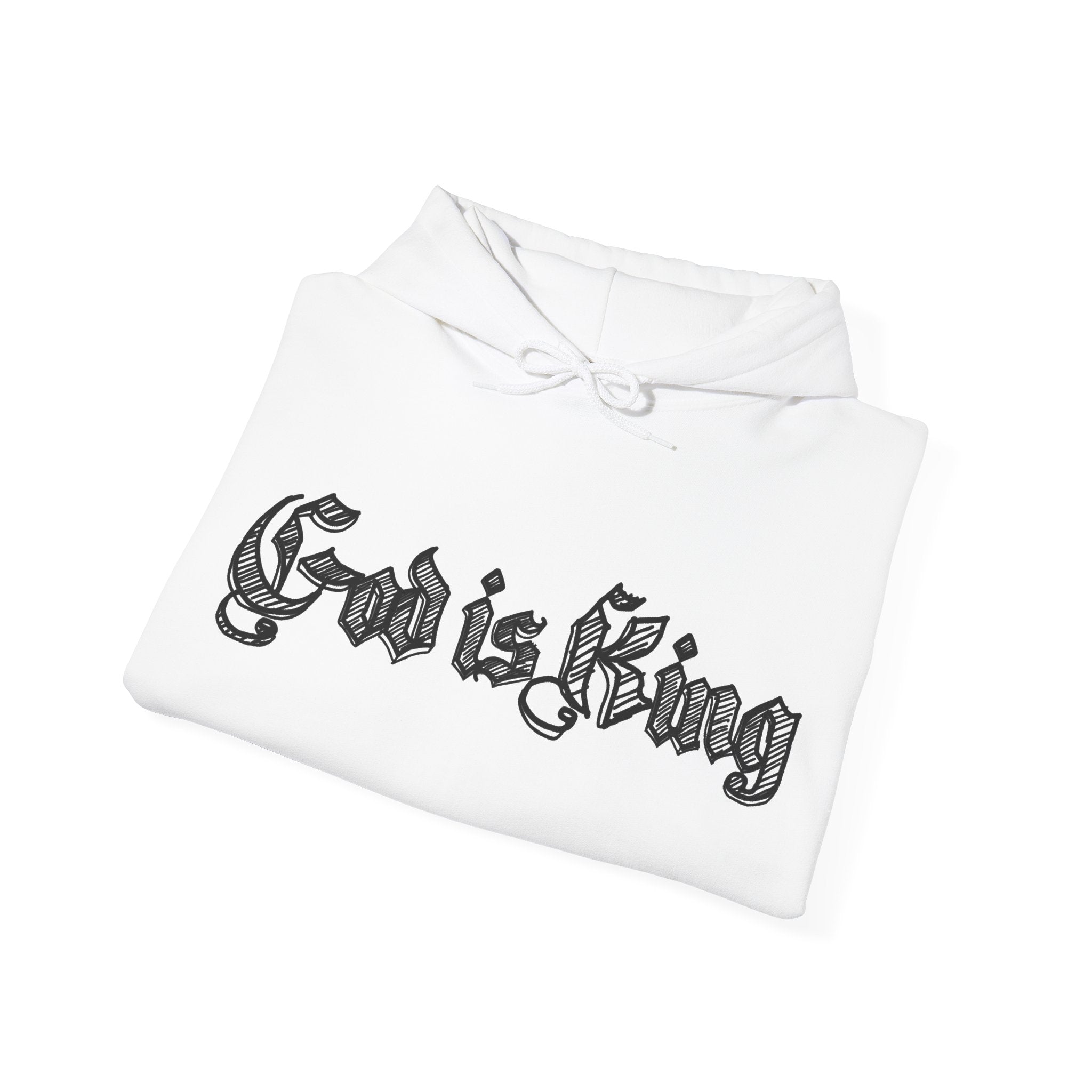 God Is King Hoodie - Gothic Script Religious Pullover
