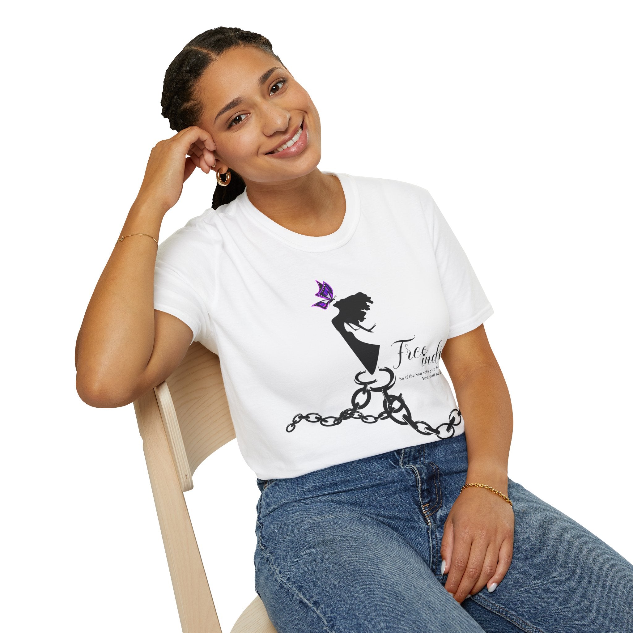 Free Indeed Tee — Inspirational Butterfly & Broken Chains T-Shirt