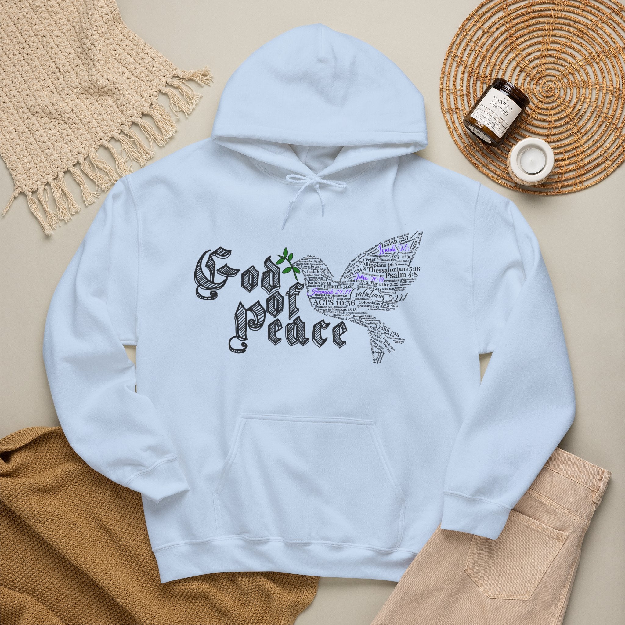 Peace Dove Hoodie — God of Peace Script Graphic Hooded Sweatshirt