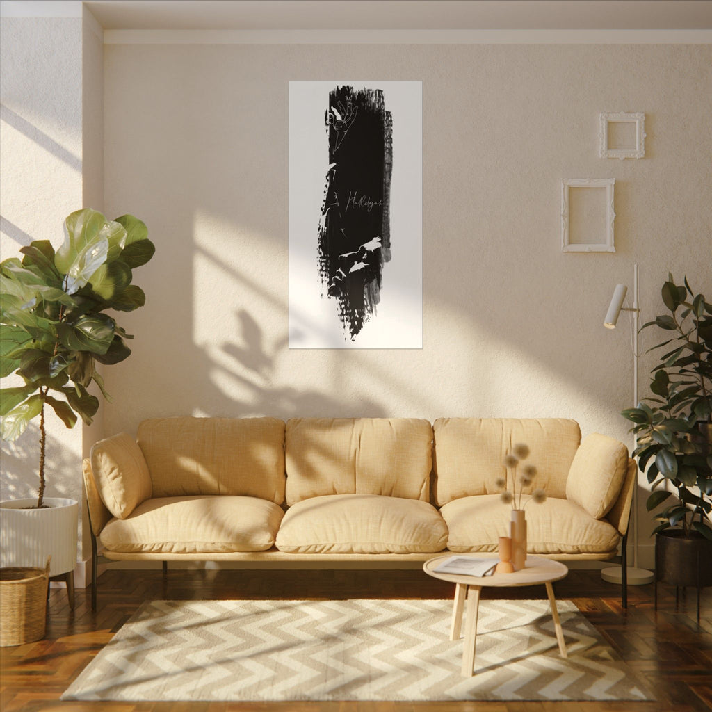 "Hallelujah" Abstract Black Brushstroke Canvas Print — Minimalist Stretched Wall Art
