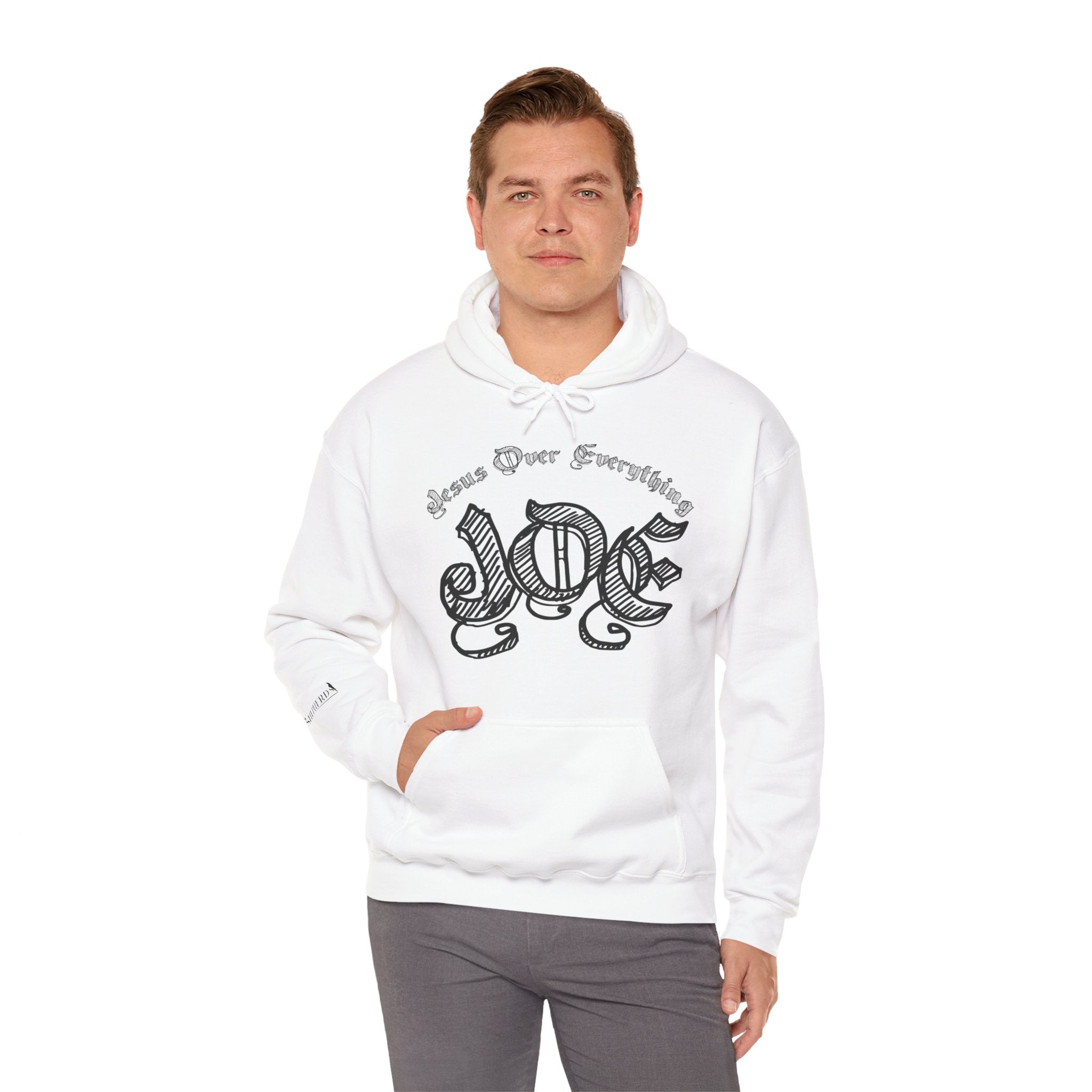 Hoodie — 'Love' Gothic Script Pullover (Love Over Everything)
